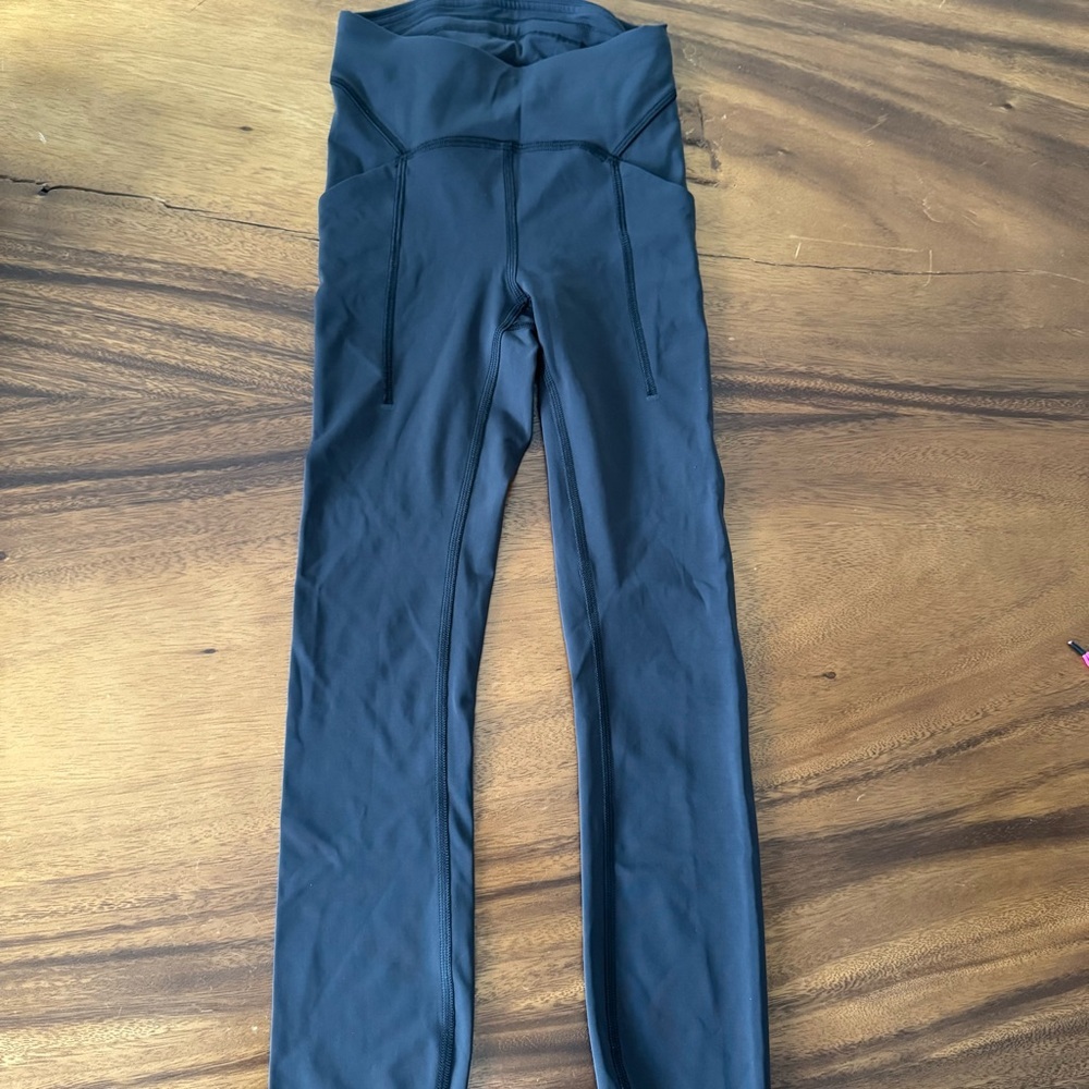 NEW Lululemon Power Thru High-Rise Side Pockets Black 25” Leggings Size 0